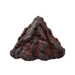 Realistic volcanic rock formation with glowing lava textures on a dark background, suitable for geological and nature themes Transparent background or png