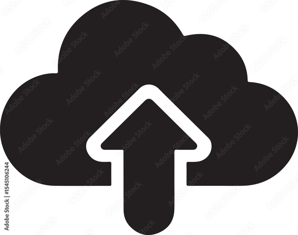 Poster cloud upload icon simple, clean vector graphic for websites and apps