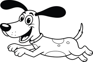 Adorable Cartoon Dog Running with Happy Expression, Playful Pet Illustration