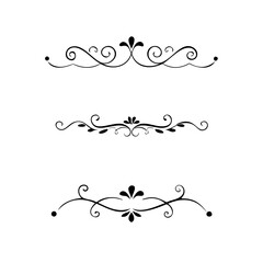 text dividers doodle set. Wedding decorative elements. Divider ornament, borders, floral, vintage line separators. Hand drawn vector illustration isolated on white background. Set page dividers.	