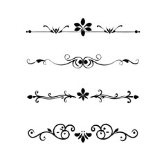 text dividers doodle set. Wedding decorative elements. Divider ornament, borders, floral, vintage line separators. Hand drawn vector illustration isolated on white background. Set page dividers.	