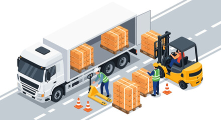 Efficient Goods Transportation Loading and Unloading Process with Forklift and Pallet Jack