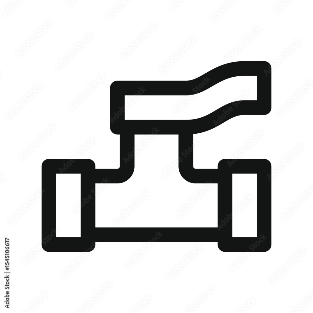 Aufkleber ball valve with straight handle ui icon, steel ball valve simple line user interface vector symbol