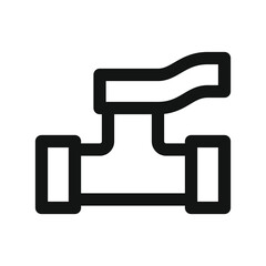 Ball valve with straight handle UI icon, steel ball valve simple line user interface vector symbol