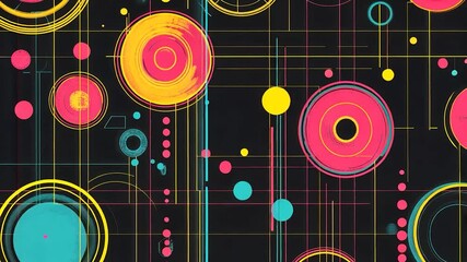 Abstract graphic design with vibrant circles and lines - Powered by Adobe