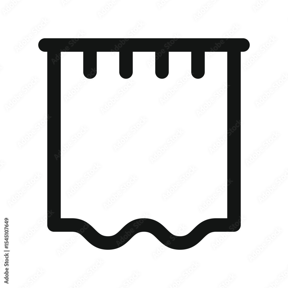 Poster bath curtain ui icon, shower curtains simple line user interface vector symbol
