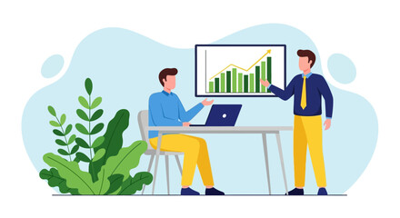 Business Meeting Analyzing Growth Chart & Strategy Presentation