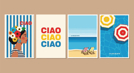 Summer Vibes Set of Four Vibrant Italian-Inspired Travel Posters