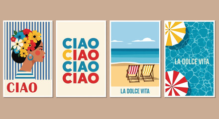 Summer Vacation Posters Beach, Flowers, and Italian Vibes