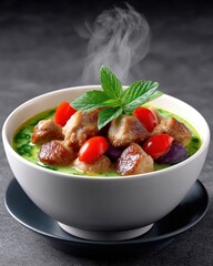Delicious Thai Green Curry with Chicken and Coconut Milk