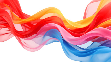 Colorful fabric waves isolated on transparent background