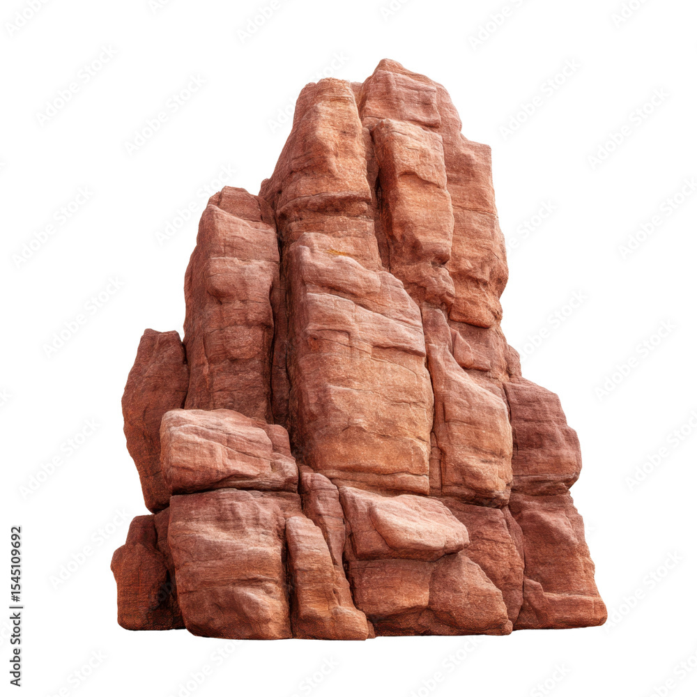 Aufkleber detailed formation of a large rock structure in a desert landscape displaying shades of red and brow