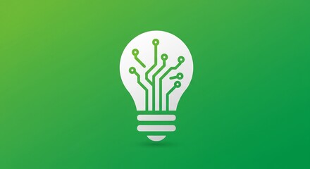 White Lightbulb Circuit Design on Green Background