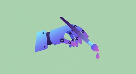 A Hand Holding Paintbrush with Dripping Paint
