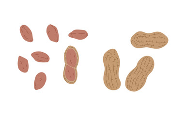 Clean flat design peanut illustrations perfect for nutrition apps, wellness projects, and healthy food branding. Simple, modern graphics ideal for digital and print use.
