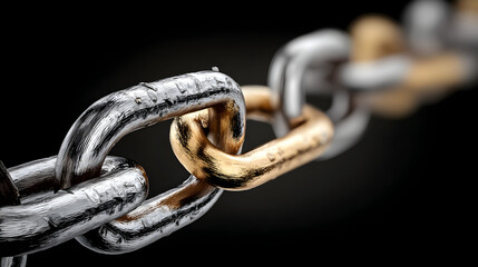 Strong connection: Gold and silver chain link
