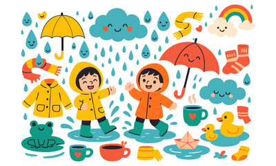 rainy day doodle. Cozy & Cheerful Whimsical Illustrations for a Happy Rain Season