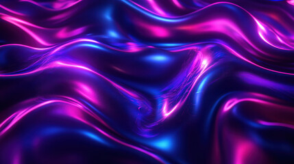 Obraz premium Futuristic silky gradient with flowing waves, rich luminous neon reflections, mesmerizing fluid texture for high-resolution stock photography and backgrounds —ar 16:9 