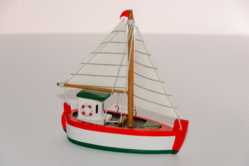 wooden toy of a sailing boat