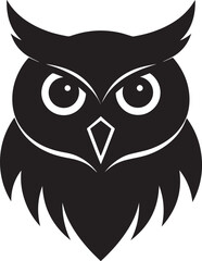 Owl Head Silhouette in Black | Wild Bird Face Illustration Vector Format