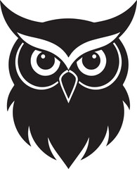 Owl Head Silhouette in Black | Wild Bird Face Illustration Vector Format