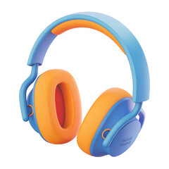  Blue and Orange Wireless Headphones isolated