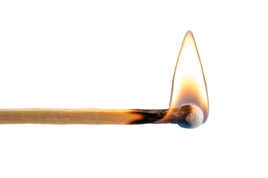 Lit matchstick illustration isolated