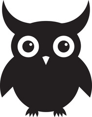 Owl Head Silhouette in Black | Wild Bird Face Illustration Vector Format