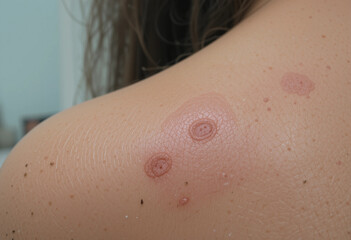 Fototapeta premium A person's back has a rash with many small red dots