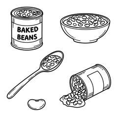 doodle icon illustration of baked beans