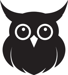 Owl Head Silhouette in Black | Wild Bird Face Illustration Vector Format