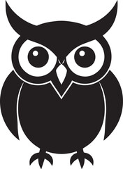 Owl Head Silhouette in Black | Wild Bird Face Illustration Vector Format
