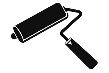 Black Paint Roller Tool Silhouette for Painting and DIY Projects Illustration