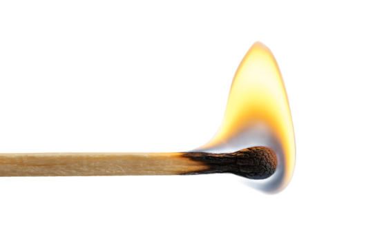 Lit matchstick illustration isolated