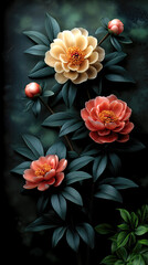 Vibrant Peonies Blooming in a Lush Garden Under Soft Evening Light Enhance Nature's Beauty With Rich Colors and Detailed Petals