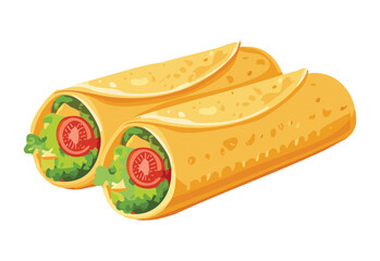 Fresh Mexican Wraps with Visible Filling - Vector Illustration