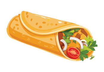 Fresh Mexican Wraps for Quick Meal - Vector Illustration