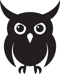 Owl Head Silhouette in Black | Wild Bird Face Illustration Vector Format