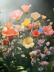 Vibrant and Delicate Floral Bouquet in Serene Garden Setting