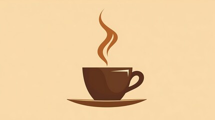 Obraz premium A classic vector illustration portrays a coffee cup with rising steam, featuring clean bold lines and a warm inviting color palette.