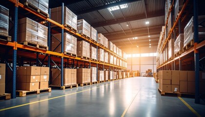 Fototapeta premium Warehouse Inventory Storage Logistics Distribution Center.
