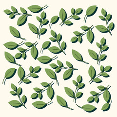 leaf pattern vector with simple appearance and green background