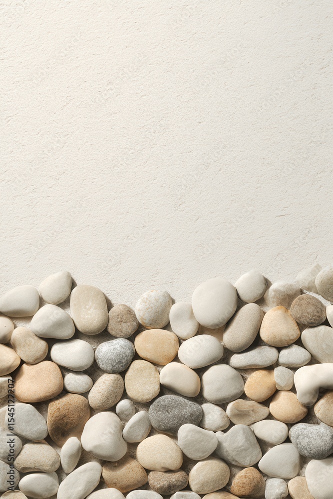 Poster neutral pebbles arranged against a neutral background create a clean earthy composition with natural