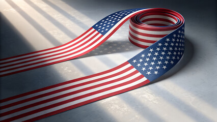 Obraz premium USA Flag Ribbon Decoration on Light Surface 