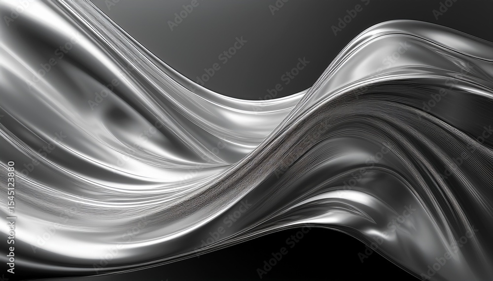 Aufkleber abstract silver wave chrome banner platinum copy space metal motion grey liquid white gradient glow 