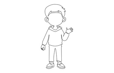 Continuous one line drawing of cute baby boy sitting. one continuous drawing line,  childhood, newborn, new life, son, daughter, motherhood, baby, crawl.