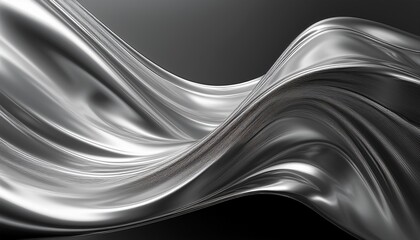 Obraz premium abstract silver wave chrome banner platinum copy space metal motion grey liquid white gradient glow shiny material smooth motion abstract design for copy space text generative ai