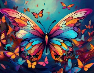 colorful butterflies in flight