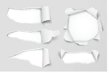 set of paper pieces, REALISTIC TORN PAPER COLLECTION