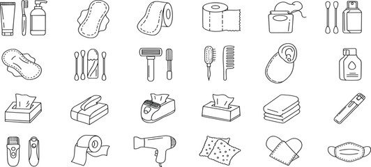 Essential Hygiene and Personal Care Products Icon Set for Everyday Use, Clean Living, and Wellness